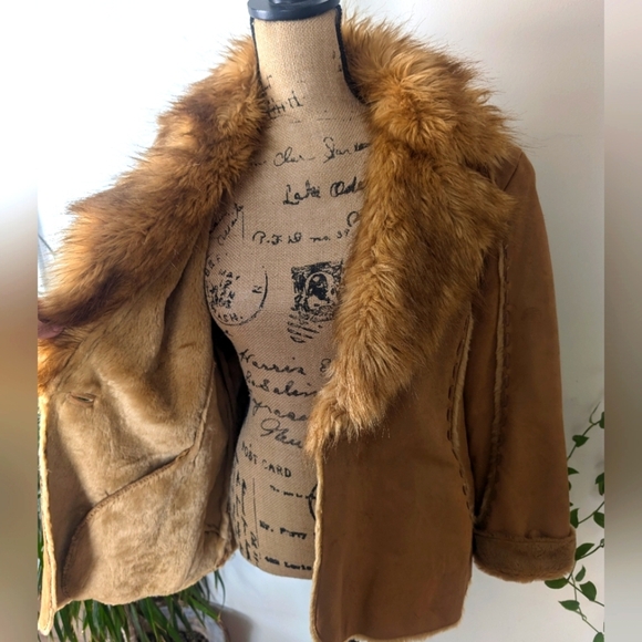 Vintage Y2K Penny Lane Vegan Faux Fur Jacket Afghan Coat Size Large